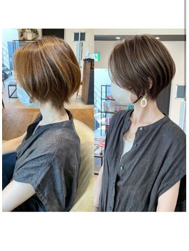 アンド ストーリーズ(&STORIES) 前髪あり耳掛け丸みくびれショートボブ20代30代40代50代(蘭)