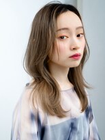 エインアンリー 表参道(AIN.ANLY.) くびれロング長めバングフェイスレイヤーオリーブベージュデジパ