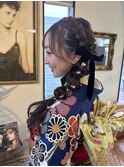 成人式サイド編み下ろしアレンジ .*。