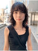 ウルフレイヤー　ウルフパーマ　パーマヘア　ミディアムパーマ