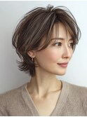 白髪ぼかしショート似合わせカット30代40代50代60代