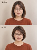 aptas 青山/表参道 白髪染め/白髪ぼかしハイライト/ボリュームアップエクステ&nbsp;40代の大人ボブ｜表参道・青山