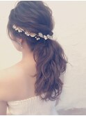 ナチュラル ローポニー 結婚式 二次会 ヘアアレンジ