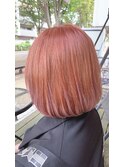小顔ヘア/楽ちんボブ/ピンクカラー/ツヤ髪ボブ/ハイライトカラー