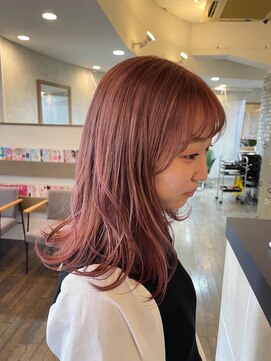 ヘアスペースブルーム エボリューション 庄内店(HAIR SPACE BLOOM evolution) 暖色カラー チェリーピンク ミストバング