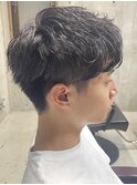 メンズ/アップバング/ツーブロックマッシュ/束感ショート波巻き