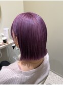 高発色バイオレット×切りっぱなしラインボブ