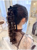 ツインポニー編み下ろし/梅田ヘアセット