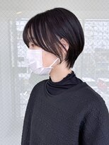ハピネス 河原町店(Happiness)&nbsp;顔まわりカット　ハンサムショート　黒髪　京都美容室　進詩織