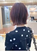 ブリーチなし切りっぱなしボブミディアムショートボブ秋カラー