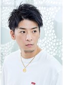 メンズショートアップバング