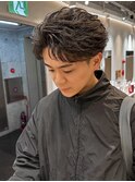 men's/茶髪フェザーショート