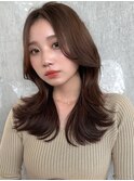 顔周りレイヤーカット/くびれヘア/大人上品/30代40代/ミディアム
