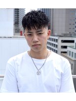 メリケンバーバーショップ コウベ(MERICAN BARBERSHOP KOBE)&nbsp;七三オールバックツイストパーマかき上げヘアコンマヘア159