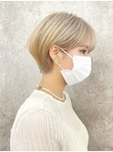 大人ショートボブ/ハイトーン/イルミナカラー/ベージュ[調布]