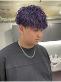 ツイストスパイラルブリーチパーマバイオレットカラー