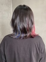 テトヘアー(teto hair) インナーカラー推しカラーボブ赤レッドカラーネイビー青ブルー