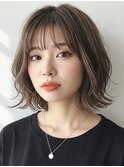 大人可愛い韓国風くびれボブ/シースルーバング