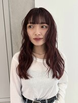 ヨーク(YOKE)&nbsp;【YOKE】ワインレッドチェリーレッド暖色パーマ風ワイドバング