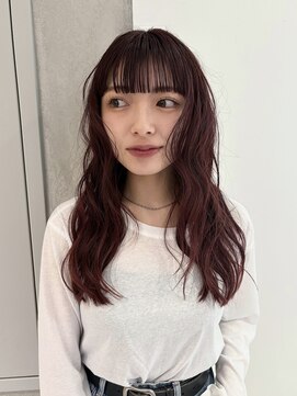 ヨーク(YOKE) 【YOKE】ワインレッドチェリーレッド暖色パーマ風ワイドバング