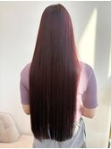 チェリーレッド ブリーチなしダブルカラー ワインレッド 赤髪