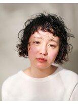 テトヘアー(teto hair)&nbsp;short［ショート ボブ ワイド バング パーマ くるくる 黒髪］