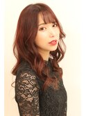 ロングヘア外巻き、シースルーバング