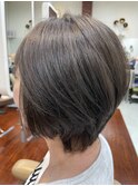 髪質改善前下がりボブ大人ボブ脱白髪染めハイライト