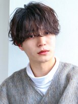 波巻きパーマスパイラルパーマツーブロックシースルーマッシュ