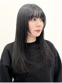 ダークアッシュイメチェンピンクベージュアンブレラカラー前髪