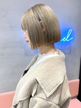 ロンドポレール 北千住(Lond polaire) イメチェン外ハネボブ美髪ワイドバングミディアム縮毛矯正韓国