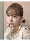原宿切りっぱなしミディアムボブハイトーンケアブリーチカラー◆