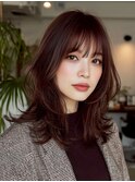 レイヤーカット/くびれレイヤー/くびれ/レイヤー/暖色/外ハネ