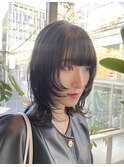 *ミディアムウルフカット!ボブウルフナチュラルウルフレイヤー