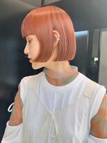 アルバム 銀座(ALBUM GINZA)&nbsp;オレンジボブ_斜めバンググレージュカラーシルキー_ba447681