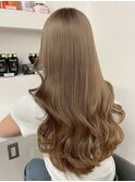 ブリーチなしダブルカラー/ミルクティーベージュ/ロングレイヤー