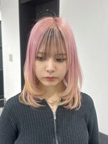 ピリオド 赤坂(Period.) ミディアム レイヤー ピンク オレンジ ブリーチ 髪質改善 赤坂