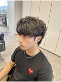 シャドウパーマ刈り上げマッシュ無造作パーマツーブロック