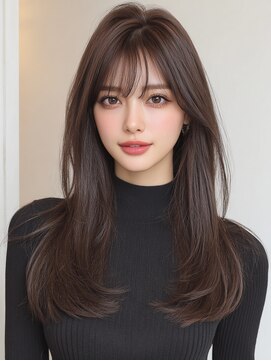 モモ(momo) ロング韓国ヘア美髪前髪カットおくれ毛_m0003