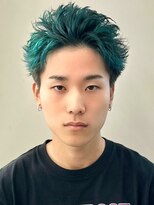セプト 博多(SEPT.)&nbsp;ハイトーン グリーンカラースパイキーショート ニュアンスパーマ