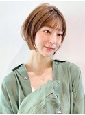 ミニショート_グレージュカラーボブウルフココアベージュ_58723