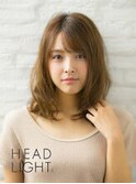 斜めバングミディアムウェーブ