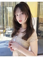 シティ(CITY) 韓国風レイヤーカット オリーブベージュ ストレートヘア ロング