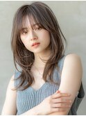 前髪あり/顔周りレイヤー/アッシュブラウン
