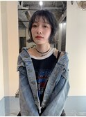 切りっぱなしボブ× グレージュ