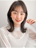 前髪サイドバングこなれミディイメチェン愛されボブウルフ