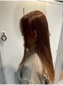 ブリーチなし秋カラー×透明感オリーブベージュミディ