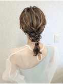 編みおろし/ミディアムヘアアレンジ/ゆるふわ