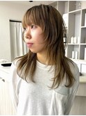 顔周り似合わせレイヤーカットブリーチ無し透明感ベージュカラー