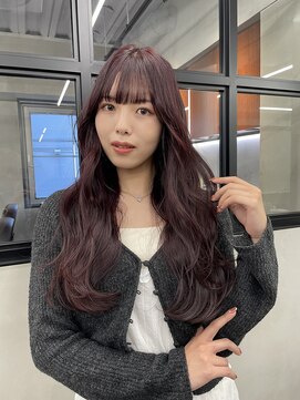 ニコ トウキョウ 渋谷(nico TOKYO) ダブルカラーチェリーレッドピンクブラウン韓国レイヤーロング